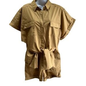 NWT Unsubscribed Khaki Shirts Romper Sz 6